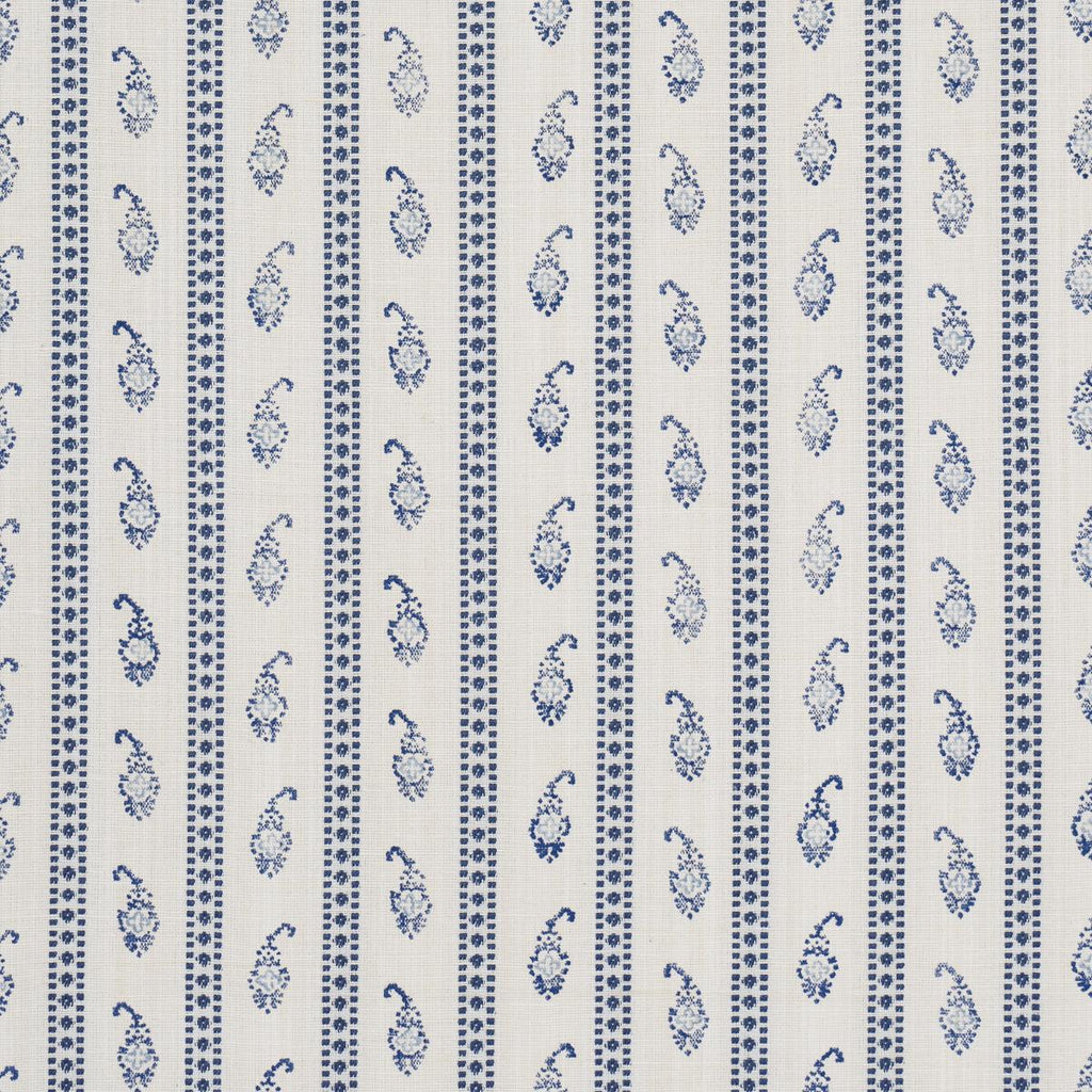 Schumacher Eddie Woven Hand Block Print Blue Fabric