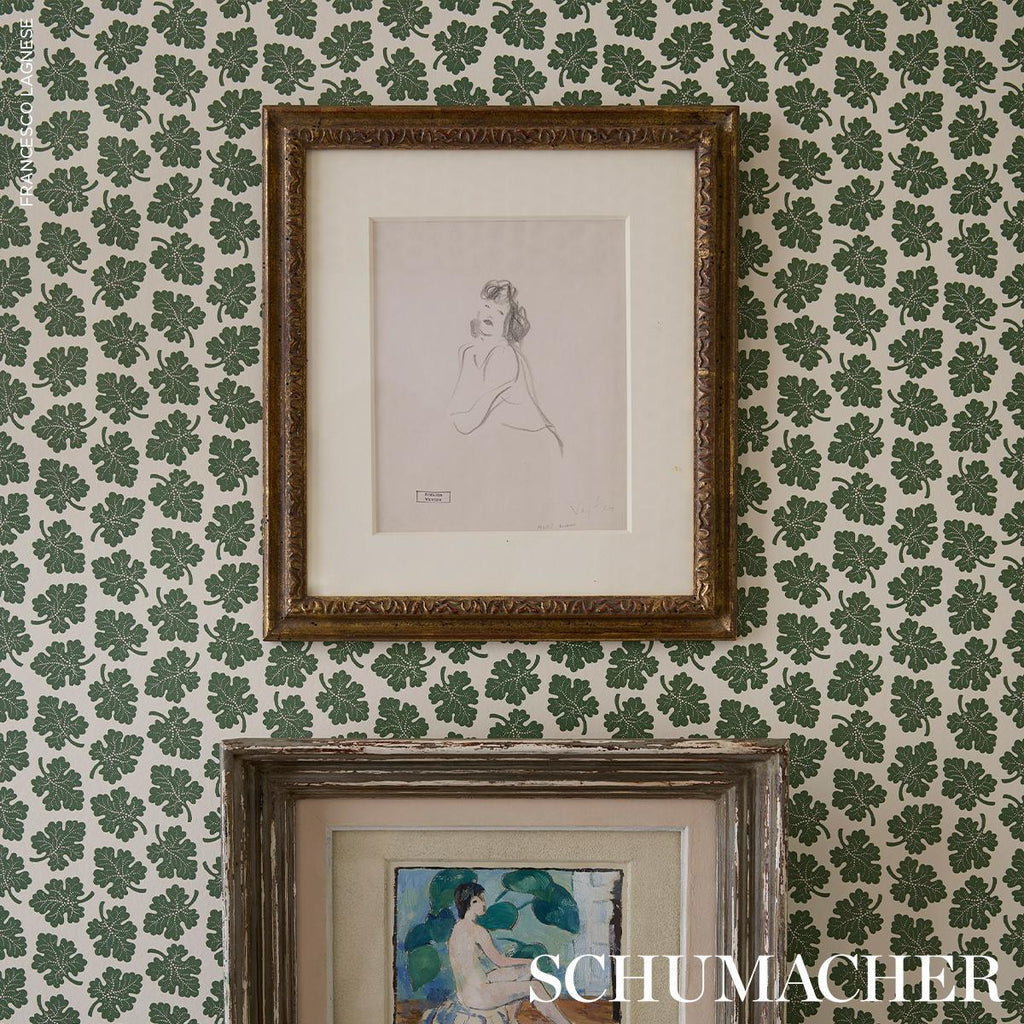 Schumacher Olive Green Wallpaper