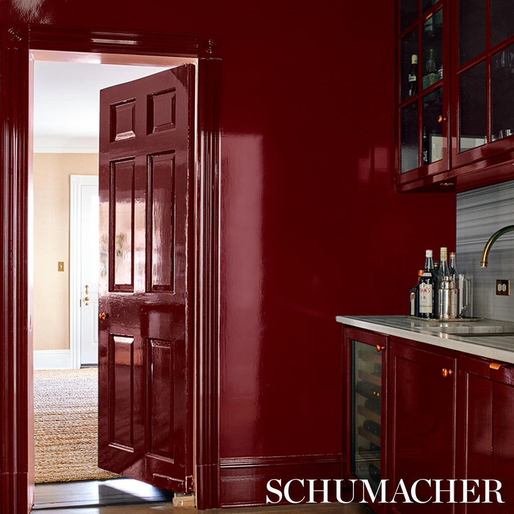 Schumacher Ace Faux Lacquer Performance Vinyl Maroon Wallpaper