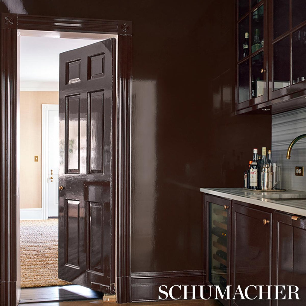 Schumacher Ace Faux Lacquer Performance Vinyl Mocha Wallpaper