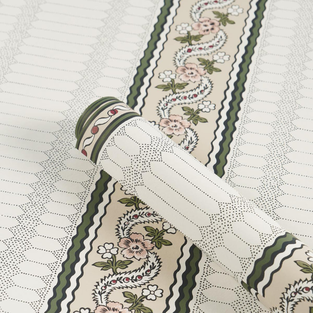 Schumacher Serena Stripe Rose Wallpaper