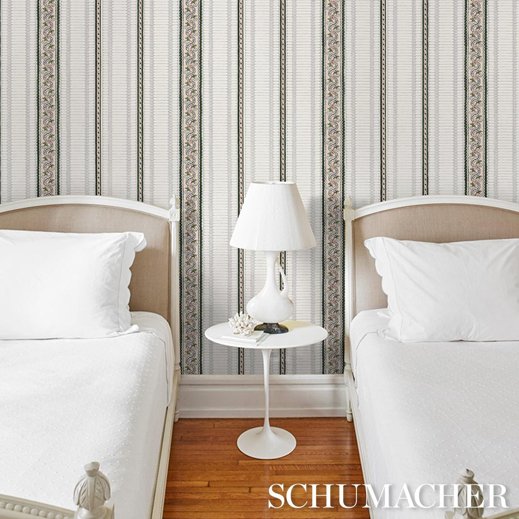 Schumacher Serena Stripe Rose Wallpaper