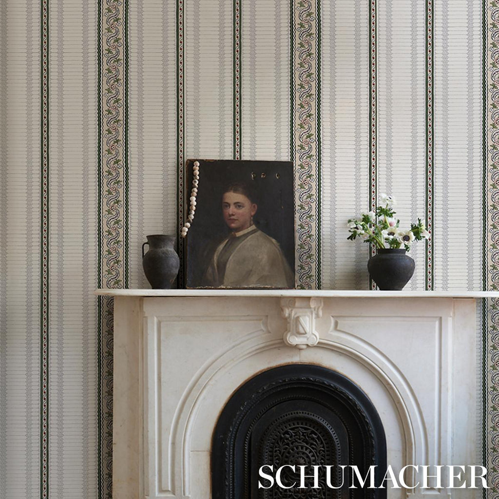 Schumacher Serena Stripe Rose Wallpaper