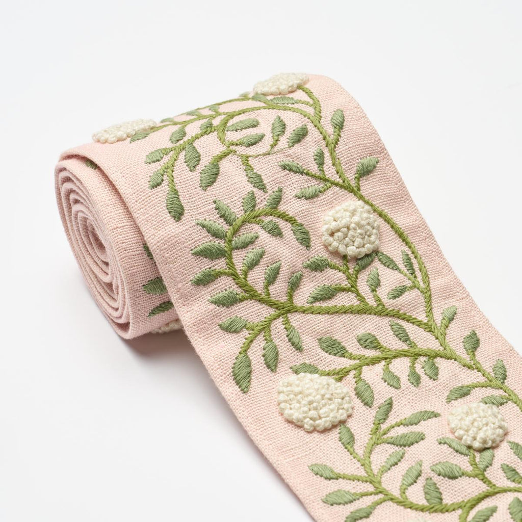 Schumacher Ashoka Tape Leaf & Blush Trim