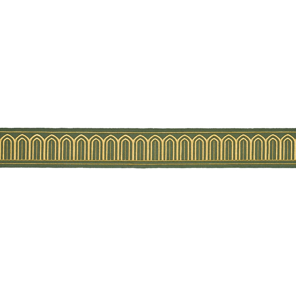 Schumacher Arches Embroidered Tape Medium Olive Trim