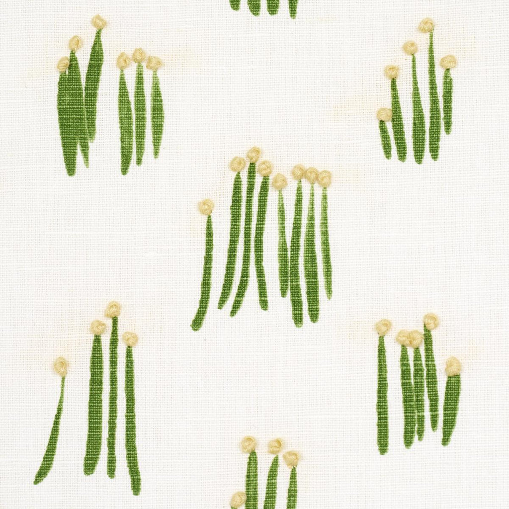 Schumacher Meadow Button Hand Embroidery Yellow Fabric