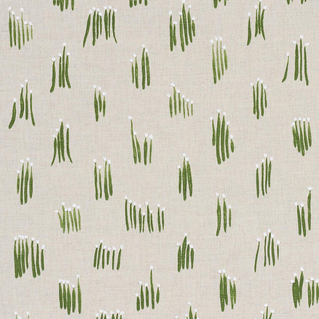 Schumacher Meadow Button Hand Embroidery Neutral Fabric