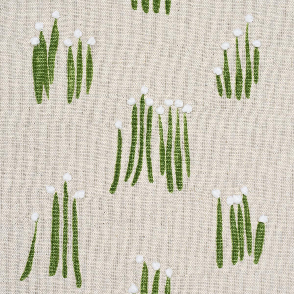 Schumacher Meadow Button Hand Embroidery Neutral Fabric