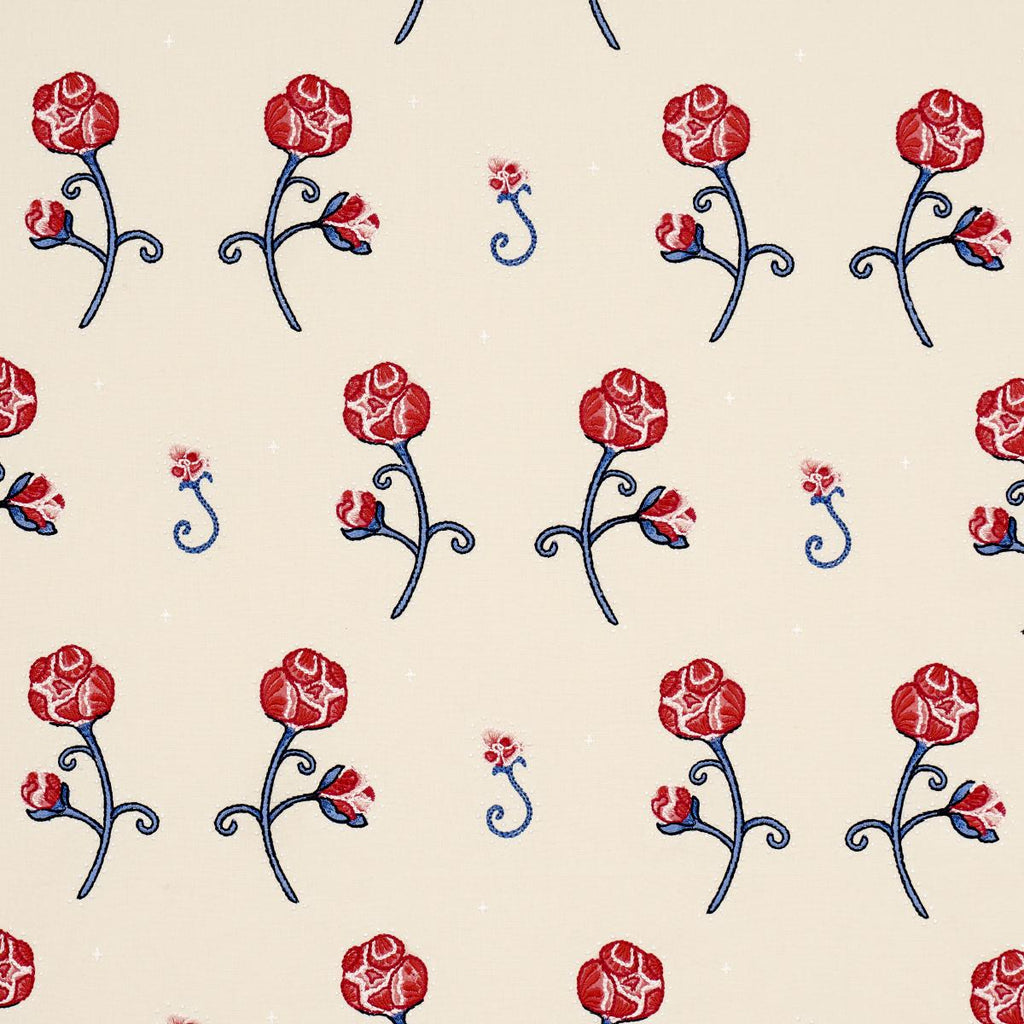 Schumacher Rhinestone Cowboy Embroidery Poppy Fabric