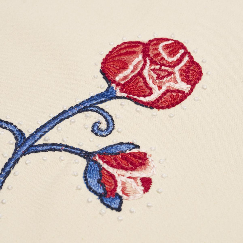 Schumacher Rhinestone Cowboy Embroidery Poppy Fabric