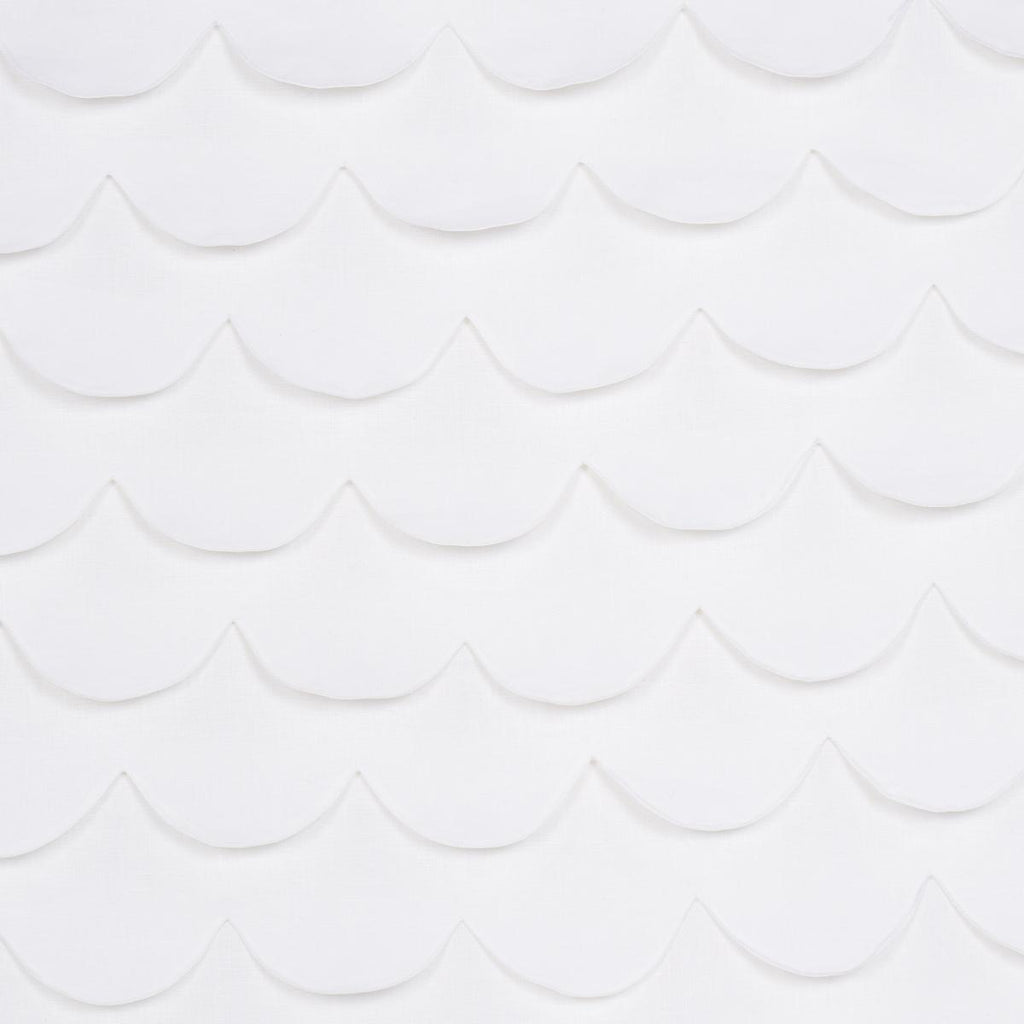 Schumacher Prep School Hand Pieced Scallop White Fabric