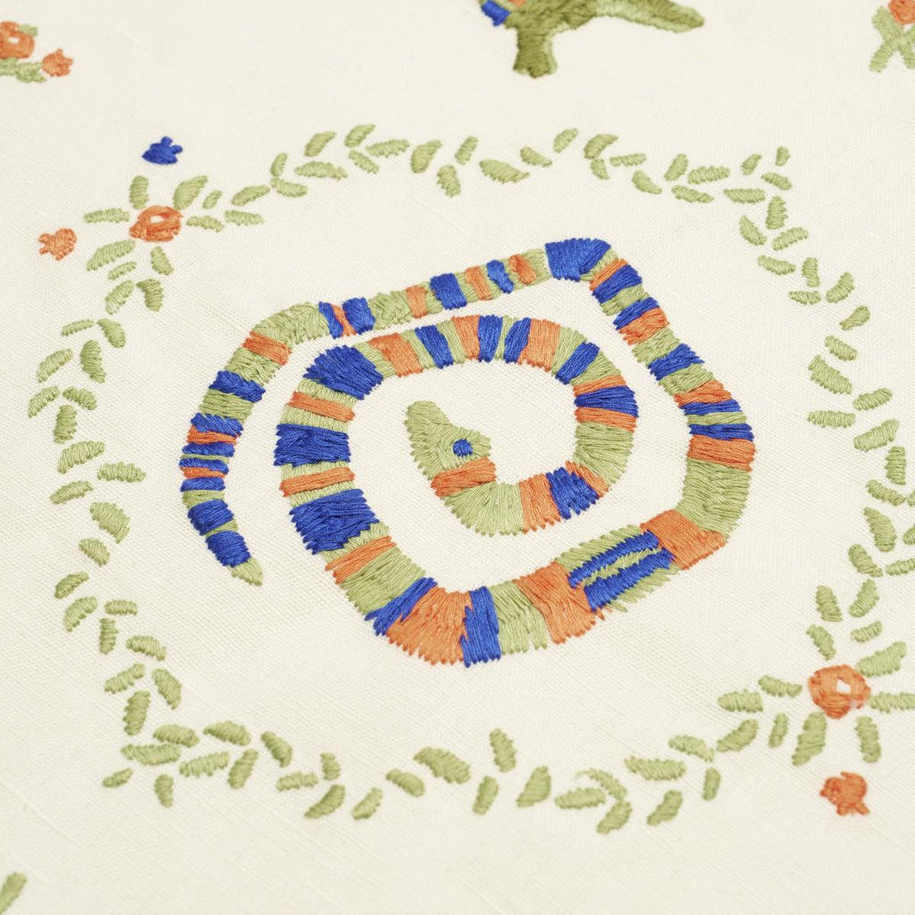 Schumacher Reptilia Embroidery Bright Multi On Ivory Fabric