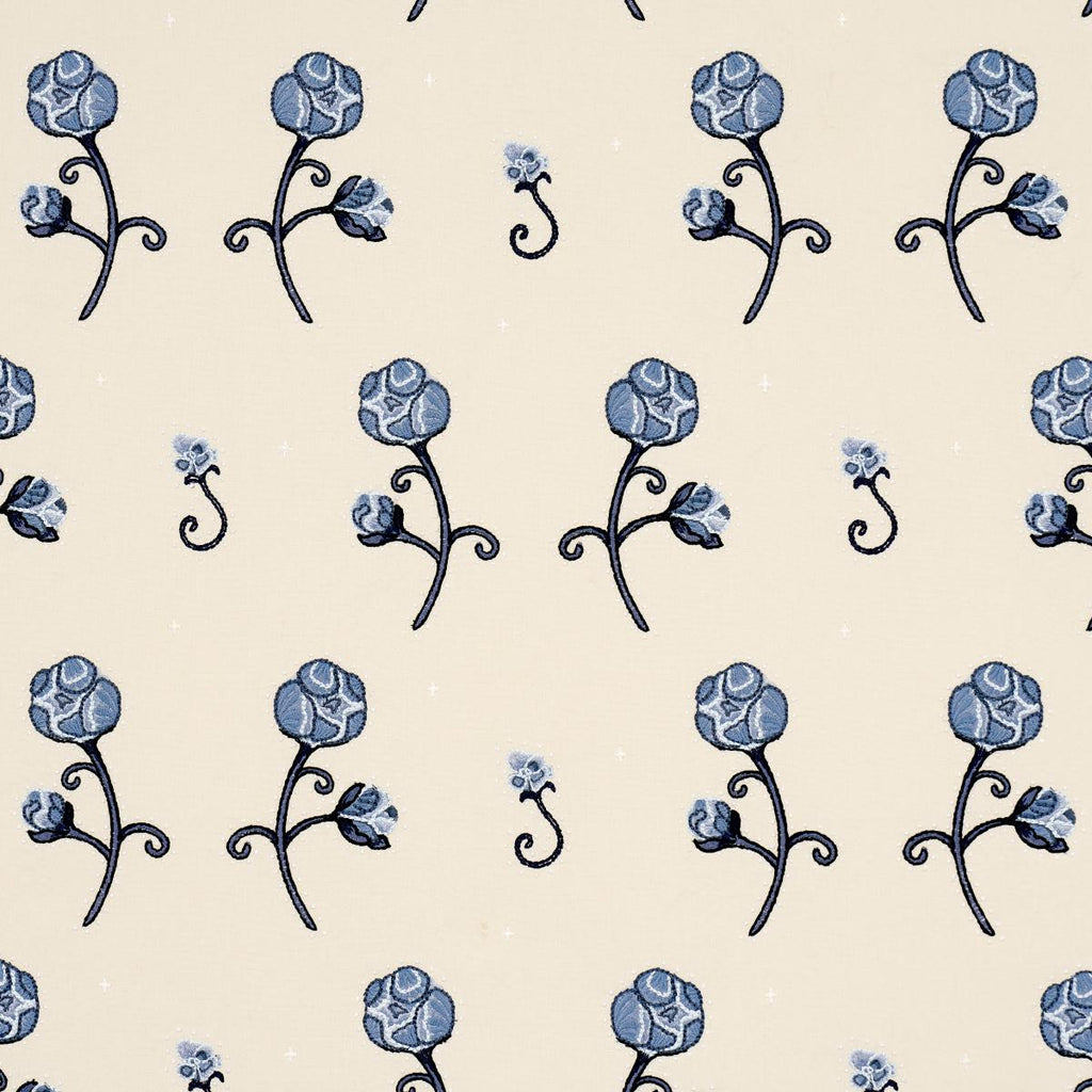 Schumacher Rhinestone Cowboy Embroidery Navy Fabric