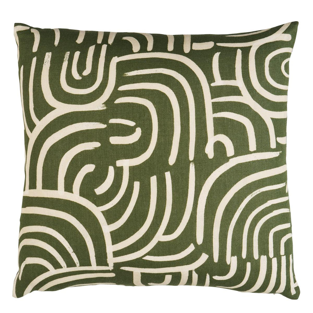 Schumacher New Beat Olive 20" x 20" Pillow