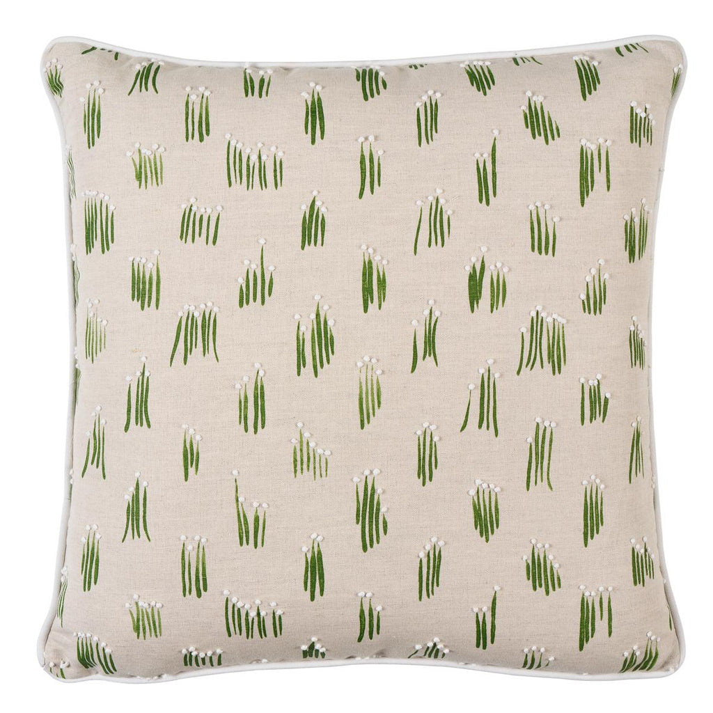 Schumacher Meadow Button Neutral 18" x 18" Pillow