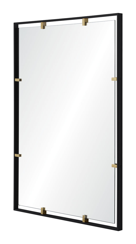 Mirror Home Matte Black & Brass 30"W x 40"H x 1.25"D Mirror