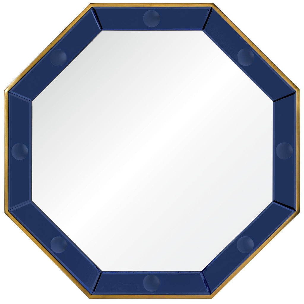 Mirror Home Octagonal Blue  & Polished Brass 38"W x 38"H x 1"D Mirror