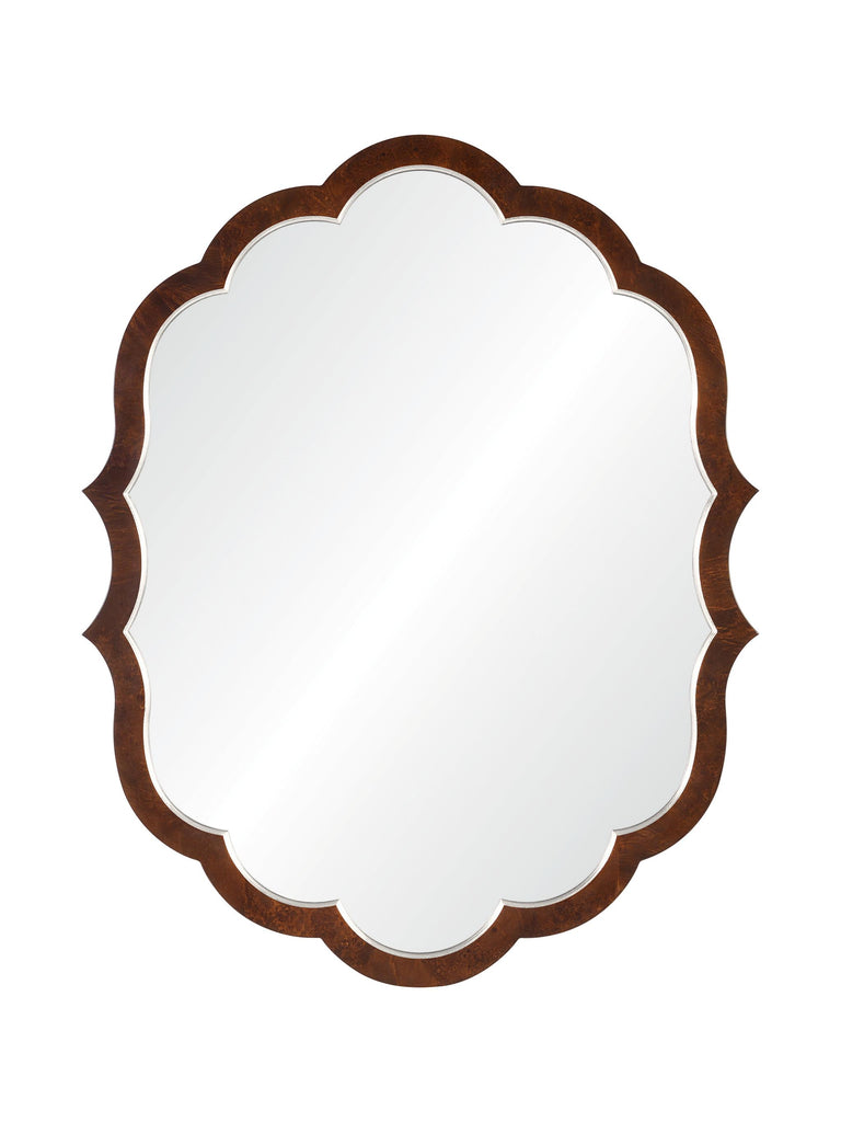 Mirror Home Walnut Burl Wood & Distressed Silver Leaf 44.25"W x 55.75"H x 1.5"D Mirror