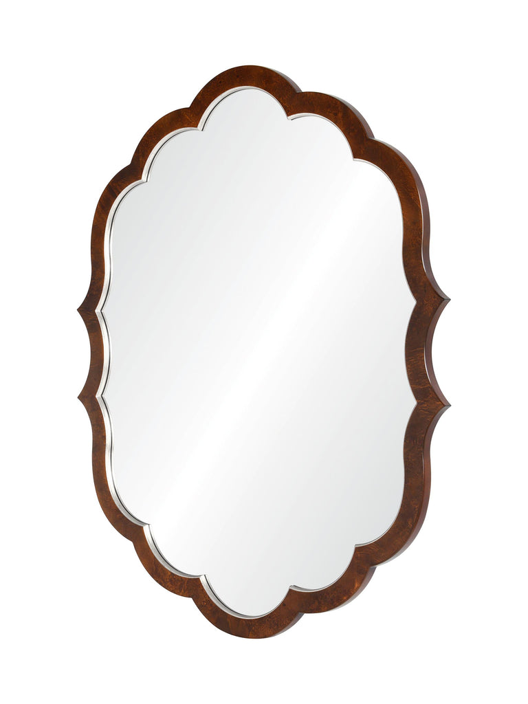 Mirror Home Walnut Burl Wood & Distressed Silver Leaf 44.25"W x 55.75"H x 1.5"D Mirror