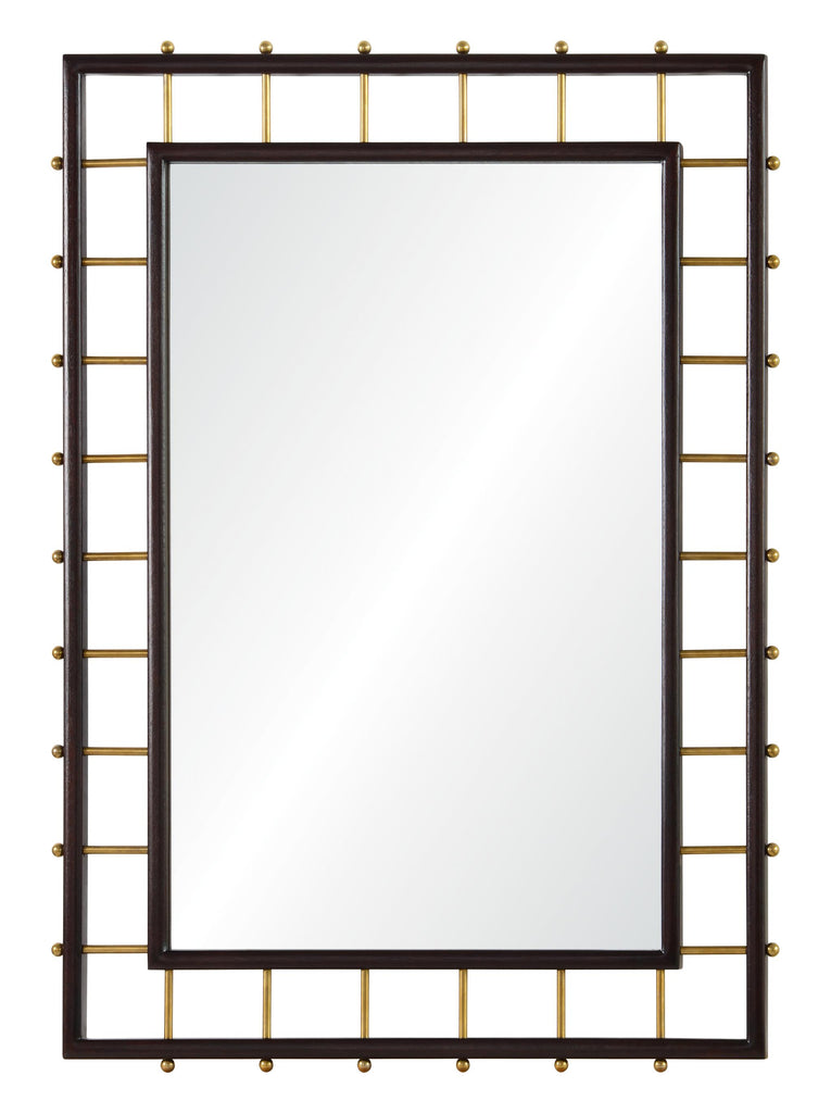 Mirror Home Dark Mahogany & Burnished Brass 32"W x 44"H x 1.25"D Mirror