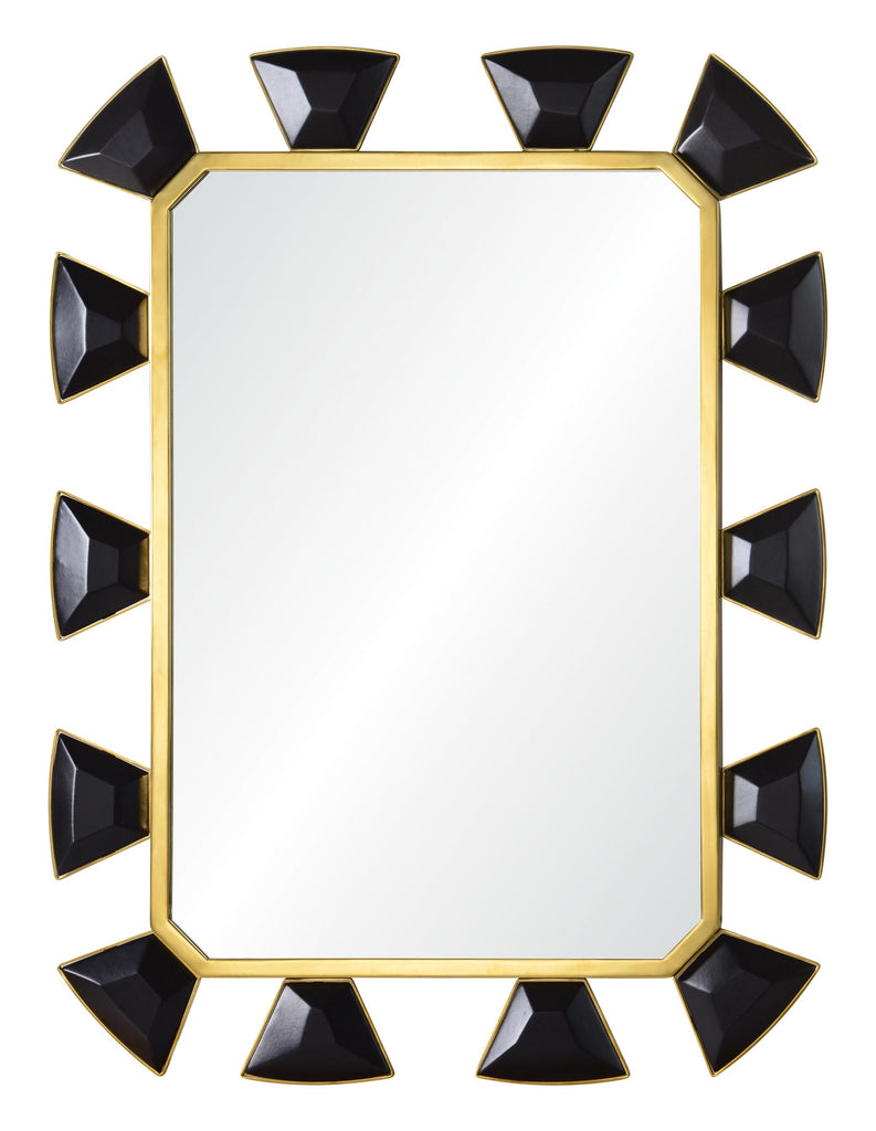 Mirror Home Black Leather & Burnished Brass 30"W x 40"H x 1"D Mirror