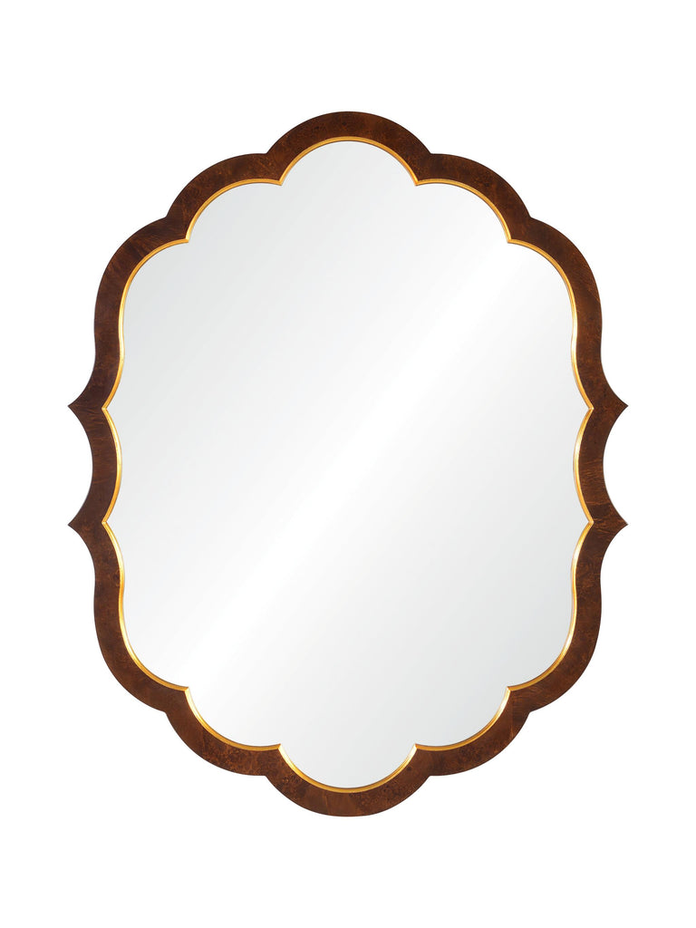 Mirror Home Walnut Burl Wood & Distressed Gold Leaf 44.25"W x 55.75"H x 1.5"D Mirror