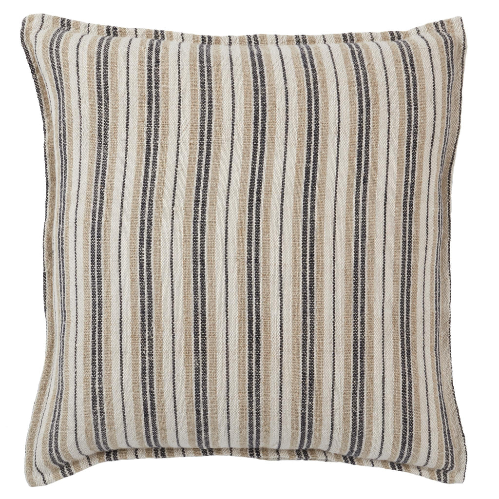 Jaipur Living Tanzy Lucien Stripes Dark Brown / Cream 20" x 20" Pillow Cover