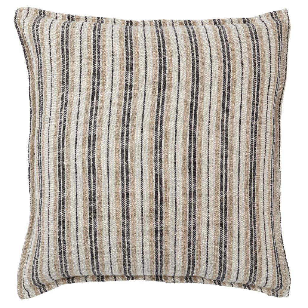 Jaipur Living Tanzy Lucien Stripes Dark Brown / Cream 20" x 20" Pillow Cover