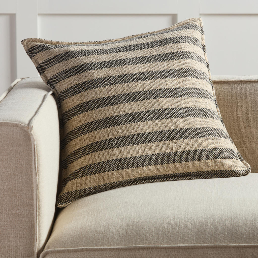 Jaipur Living Tanzy Brom Stripes Beige / Black 22" x 22" Pillow Cover