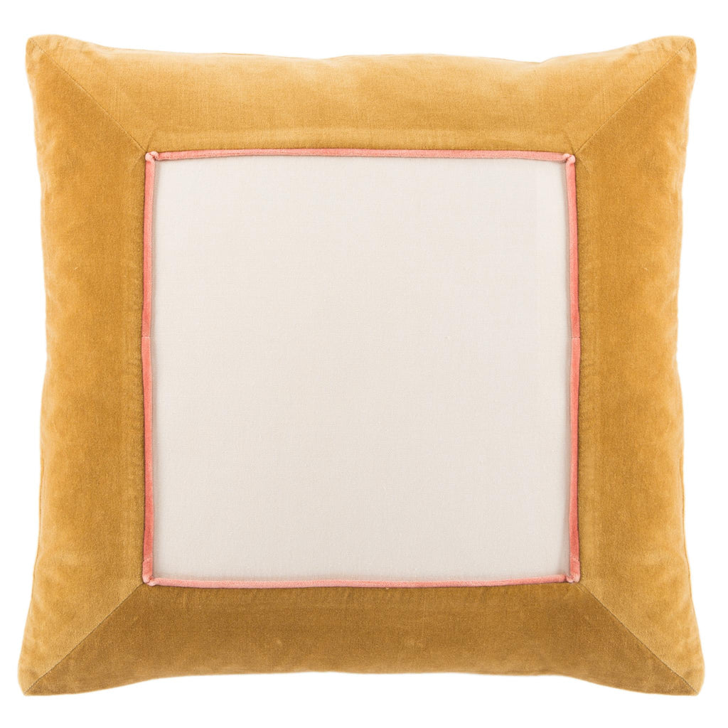 Jaipur Living Emerson Hendrix Border Gold / Cream 22" x 22" Pillow