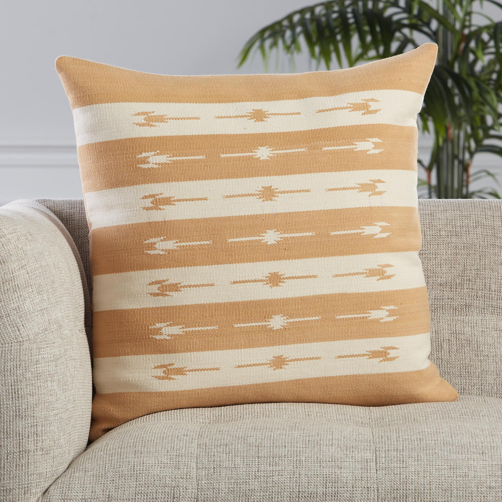 Jaipur Living Emani Vanda Stripes Light Tan / Cream 22" x 22" Pillow