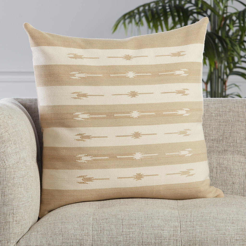 Jaipur Living Emani Vanda Stripes Taupe / Cream 22" x 22" Pillow