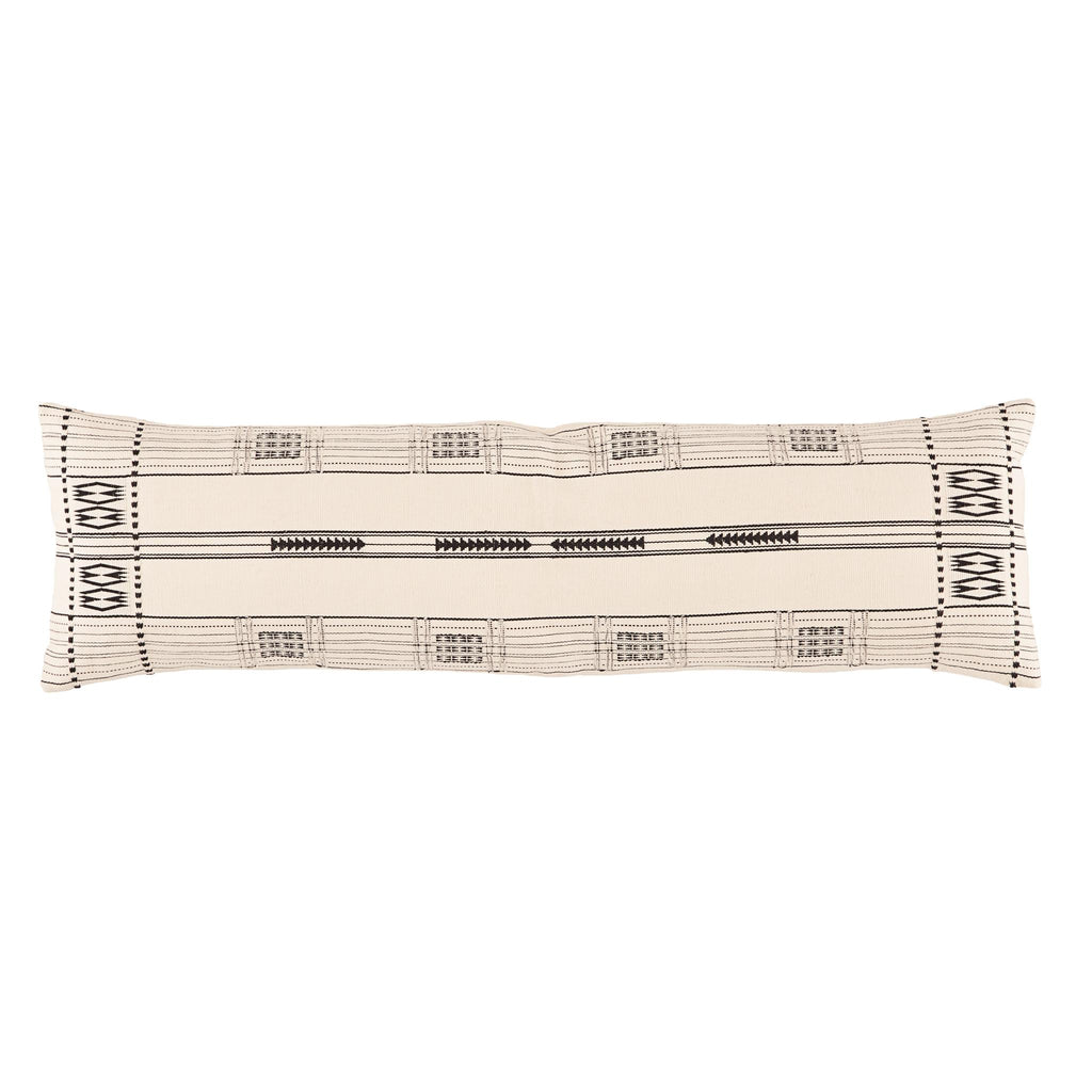 Jaipur Living Nagaland Pillow Zeliang Tribal Cream / Black 13" x 48" Pillow