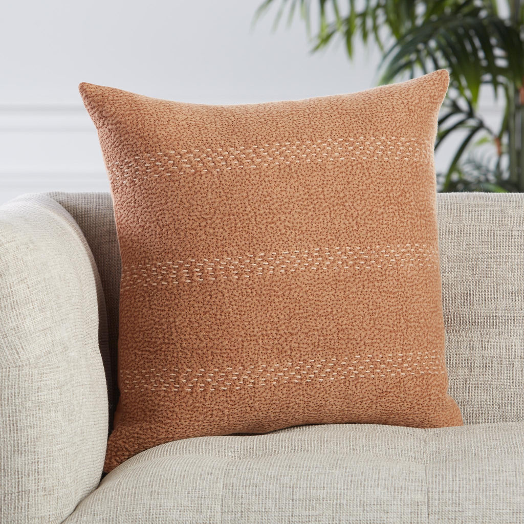 Jaipur Living Lexington Trenton Stripes Terracotta / Beige 20" x 20" Pillow