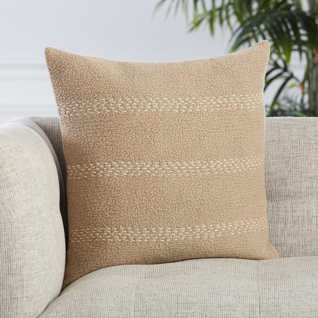 Jaipur Living Lexington Trenton Stripes Taupe / Cream 20" x 20" Pillow