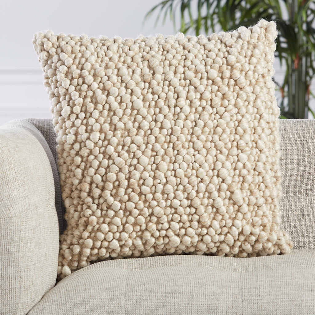 Jaipur Living Angora Kaz Textured Beige / Ivory 22" x 22" Pillow