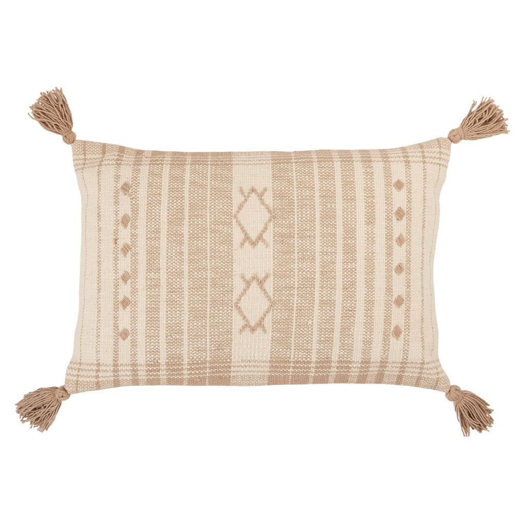 Jaipur Living Parable Razili Tribal Taupe / Cream 16" x 24" Pillow