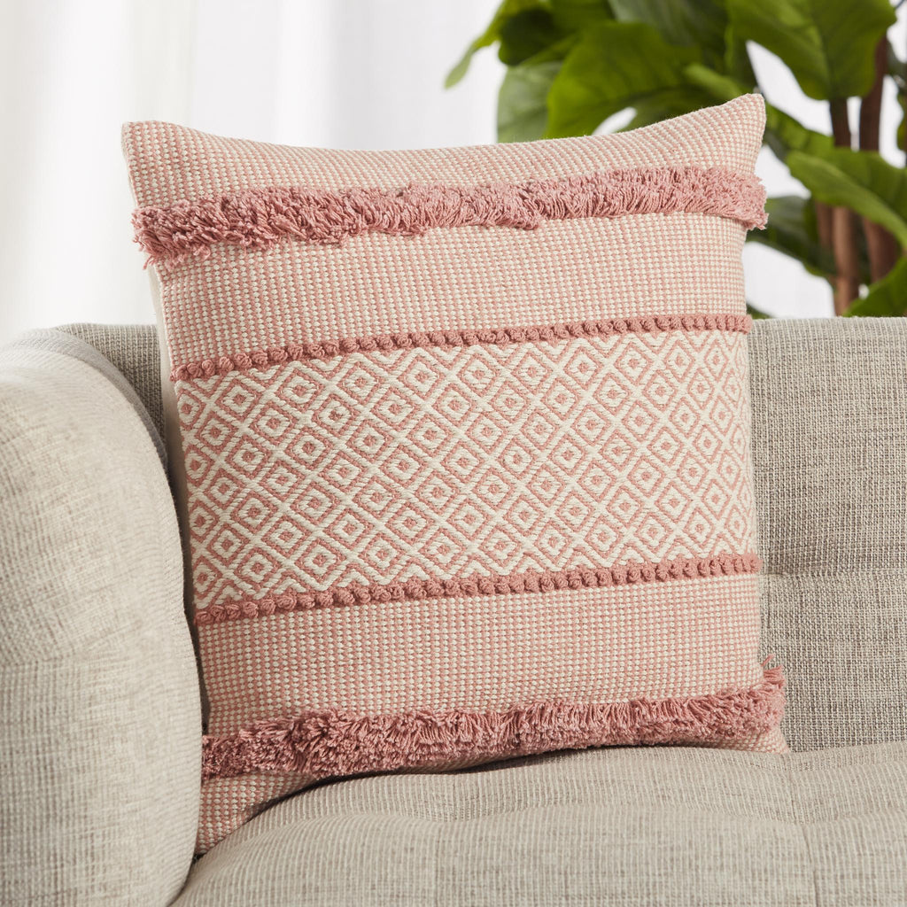 Jaipur Living Parable Imena Trellis Pink / Cream 20" x 20" Pillow