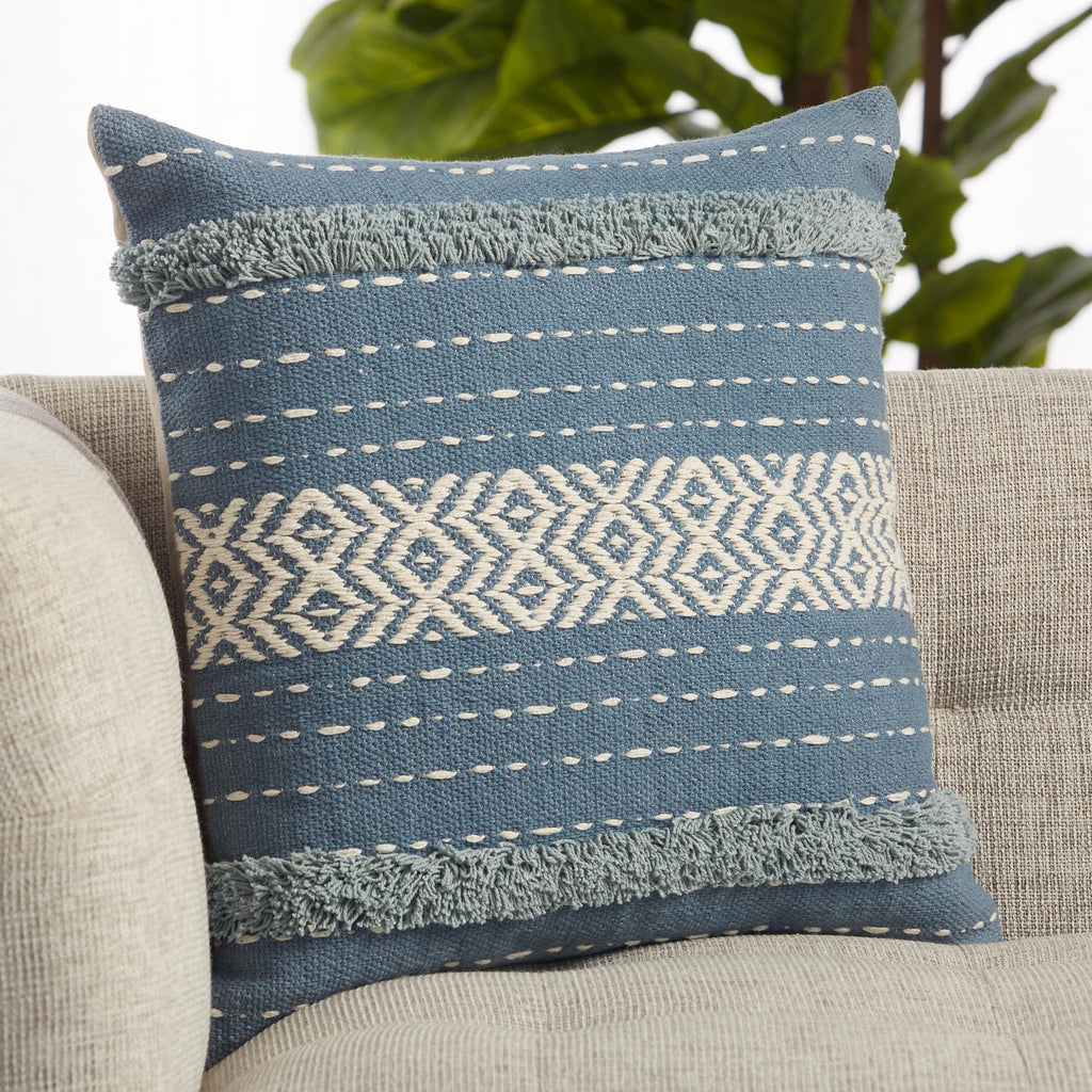 Jaipur Living Parable Palmyra Tribal Blue / White 20" x 20" Pillow