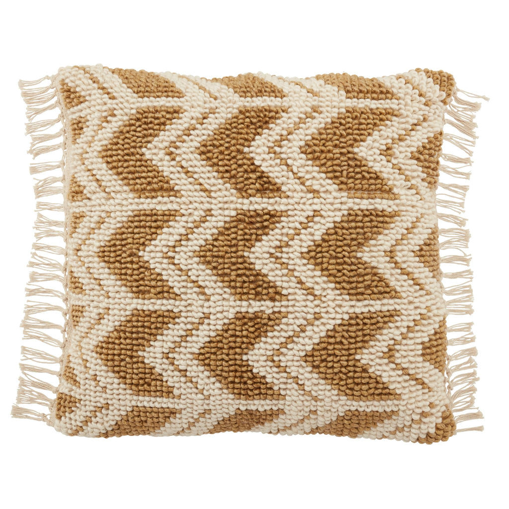 Jaipur Living Bayu Takeo Chevron Gold / Ivory 22" x 22" Pillow