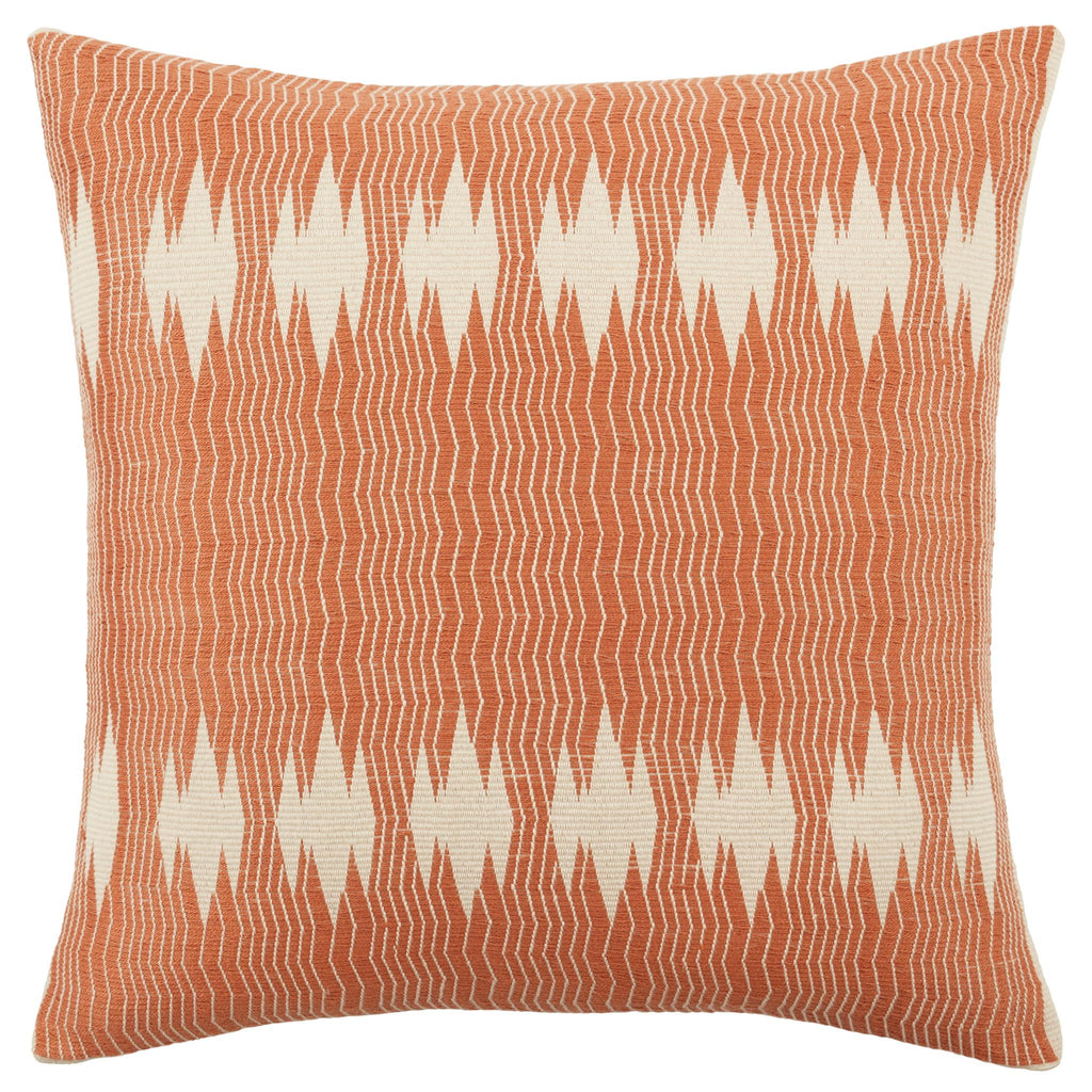 Jaipur Living Nagaland Pillow Shilloi Tribal Terracotta / Ivory 18" x 18" Pillow