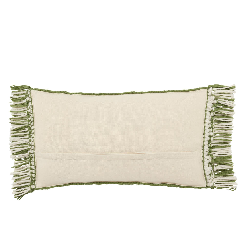 Jaipur Living Chesa Perdita Geometric Green / Ivory 13" x 21" Pillow