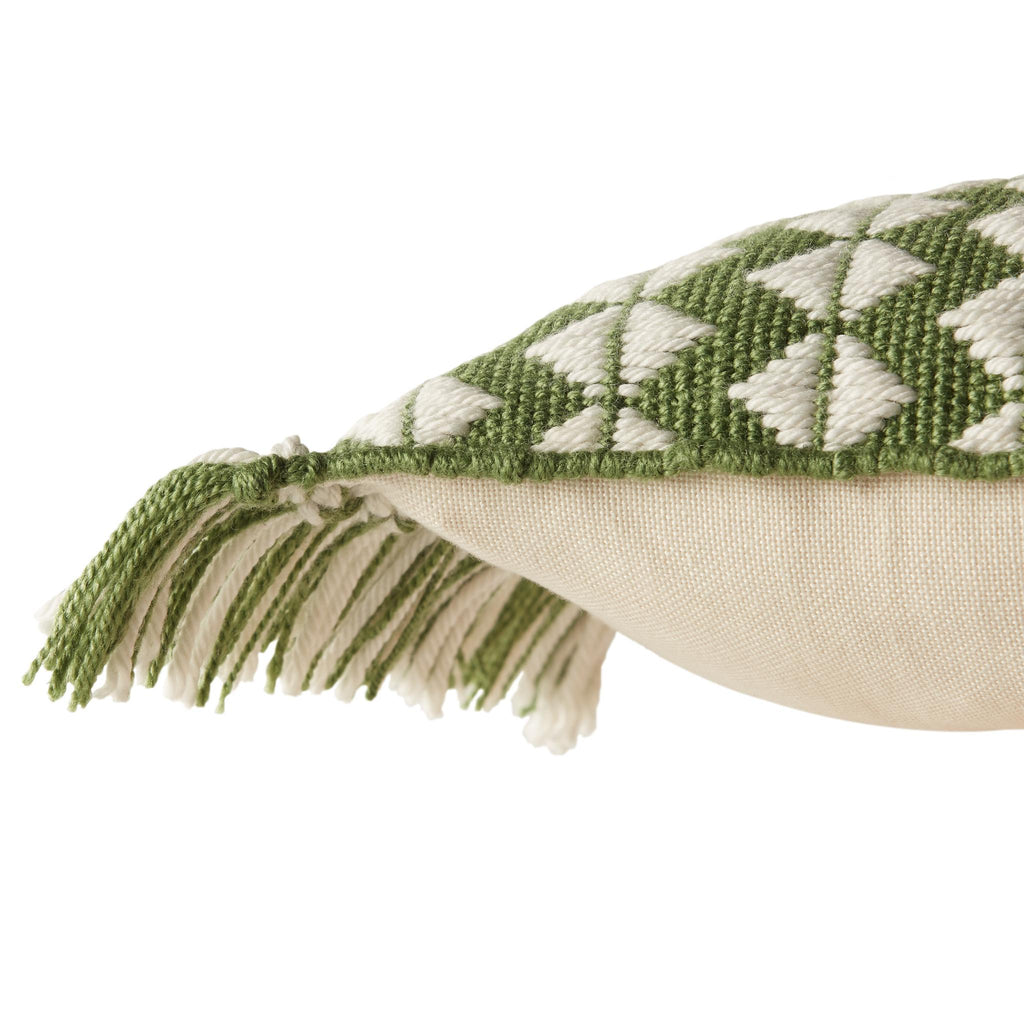 Jaipur Living Chesa Perdita Geometric Green / Ivory 13" x 21" Pillow