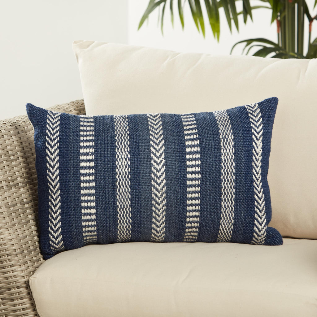 Jaipur Living Pampas Papyrus Stripes Blue / Ivory 13" x 21" Pillow