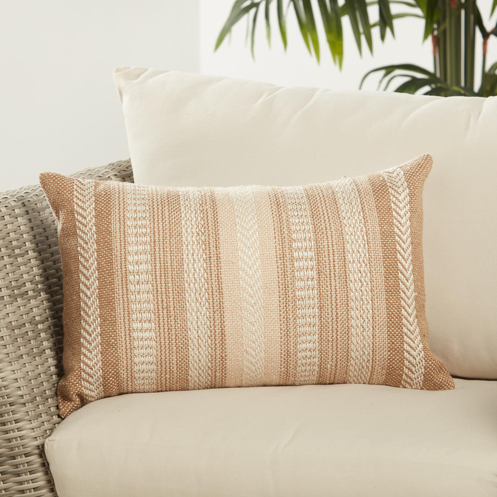 Jaipur Living Pampas Papyrus Stripes Beige / Ivory 13" x 21" Pillow