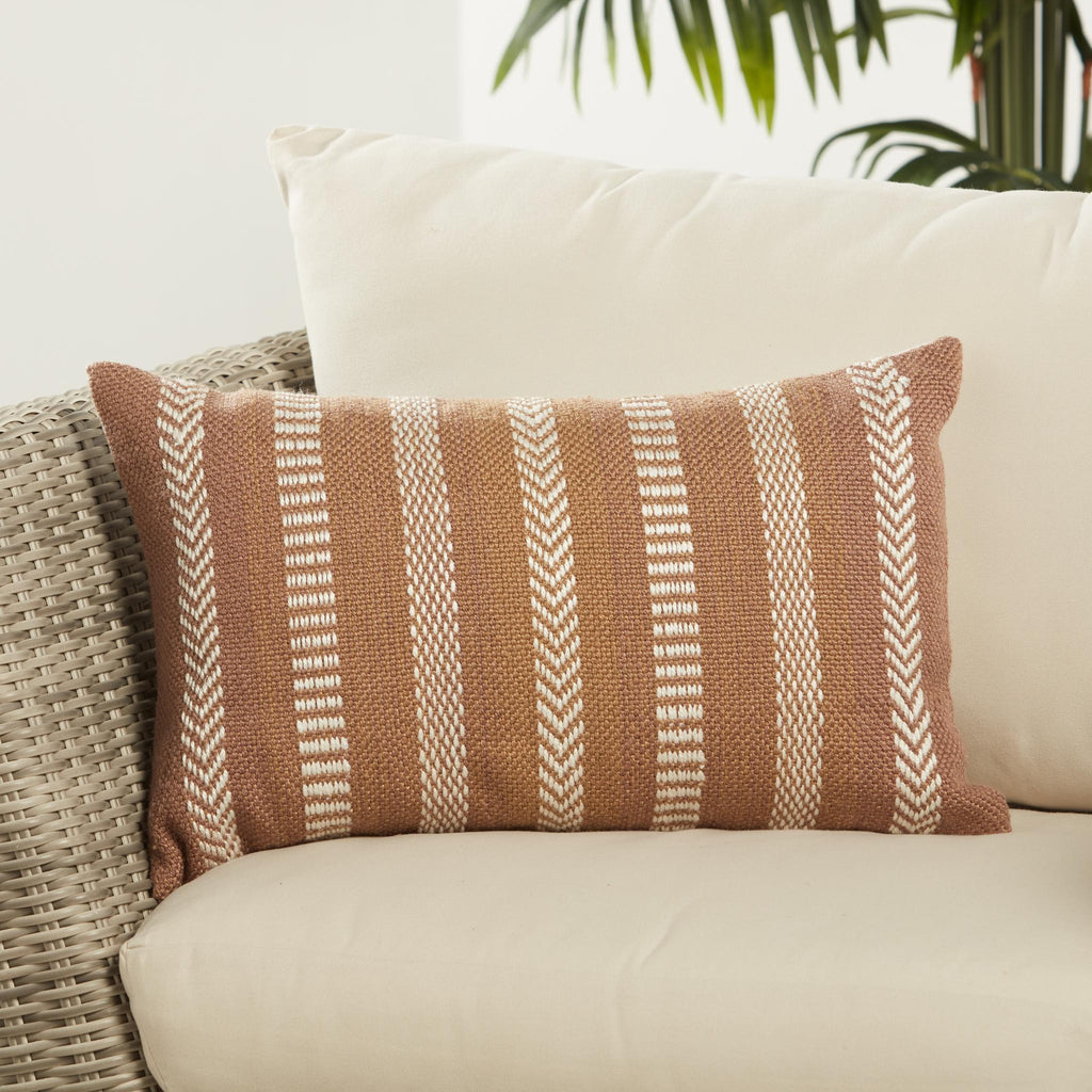 Jaipur Living Pampas Papyrus Stripes Tan / Ivory 13" x 21" Pillow