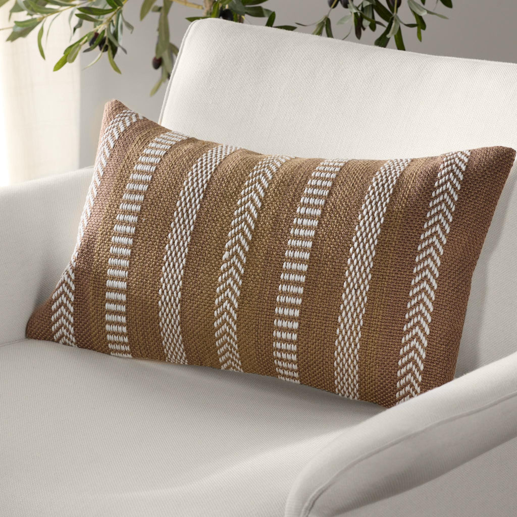 Jaipur Living Pampas Papyrus Stripes Tan / Ivory 13" x 21" Pillow