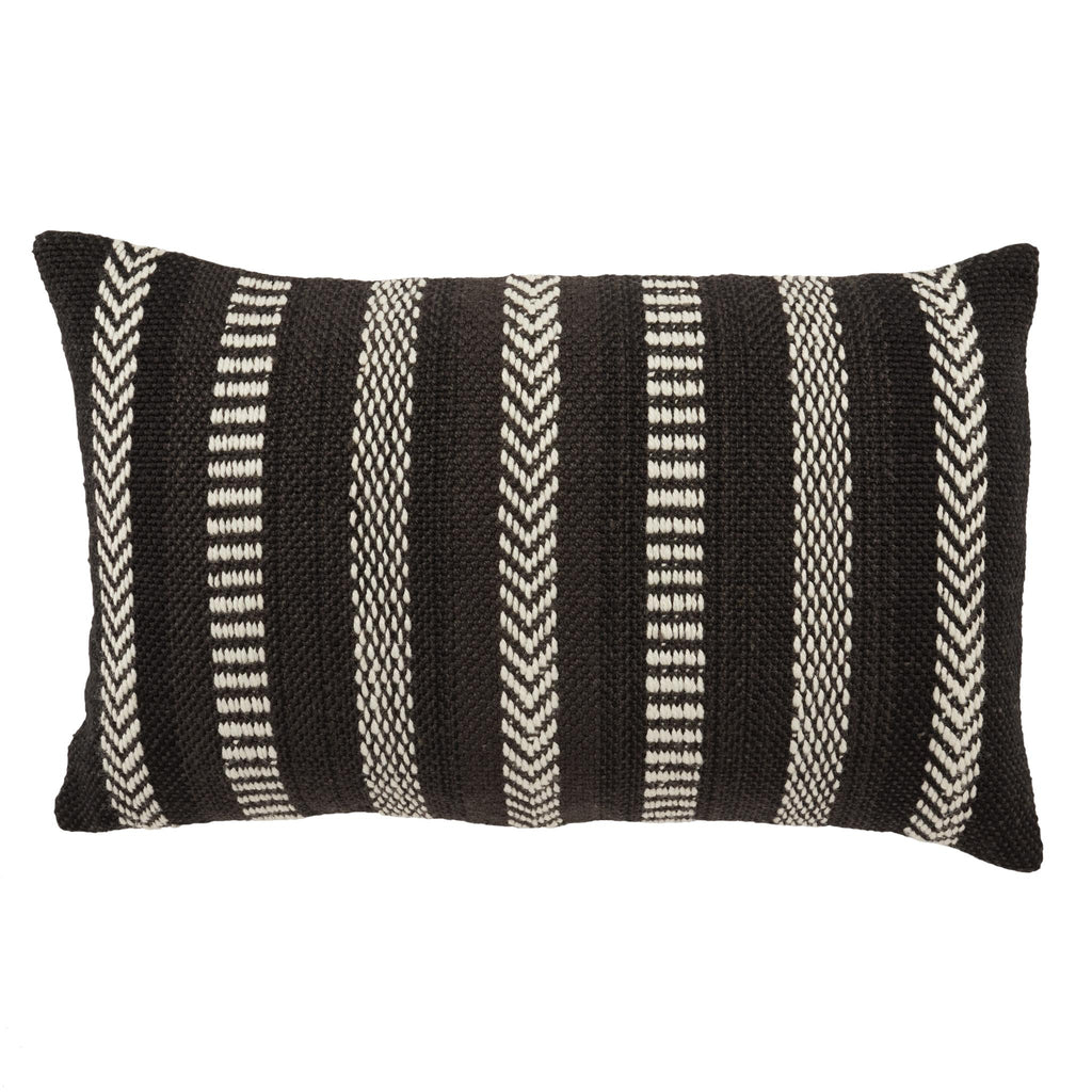 Jaipur Living Pampas Papyrus Stripes Black / Ivory 13" x 21" Pillow