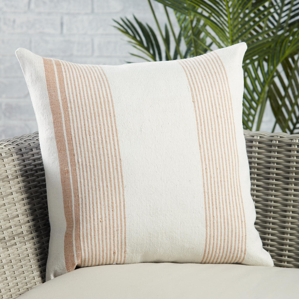 Jaipur Living Acapulco Parque Stripes Tan / Ivory 20" x 20" Pillow