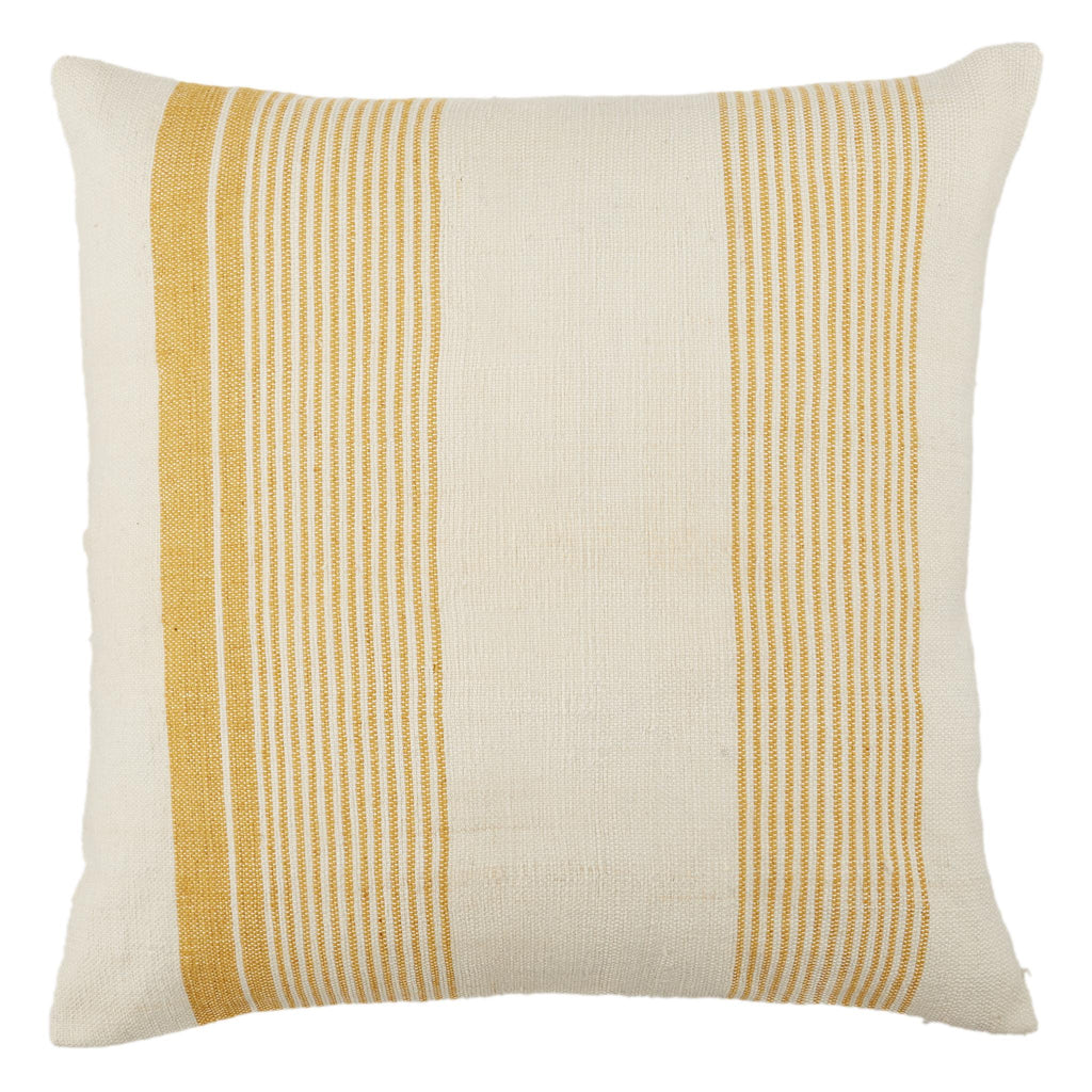 Jaipur Living Acapulco Parque Stripes Gold / Ivory 20" x 20" Pillow